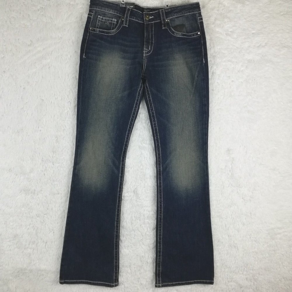 D9 District 9 Womens Jeans Turner Curvy Boot Blue Denim Jeweled Dark Wash 30 New
